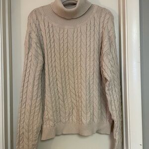 Neuflora ~ Cozy Cream Cable Knit Turtleneck Sweater